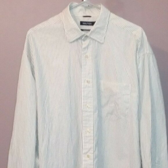 Nautica Other - 𝅺NAUTICA Striped Button Down Shirt White Navy